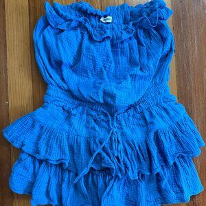 EUC Sz S Royal Blue Strapless Tie-Up Romper